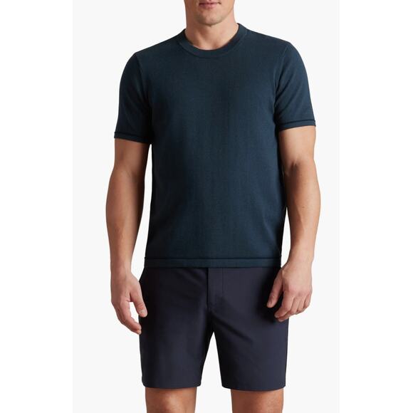 RHONE Navy Blue Compass Knit Tee Deep Sea Blue Men's Size Large NWT Career Basic - Picture 9 of 10